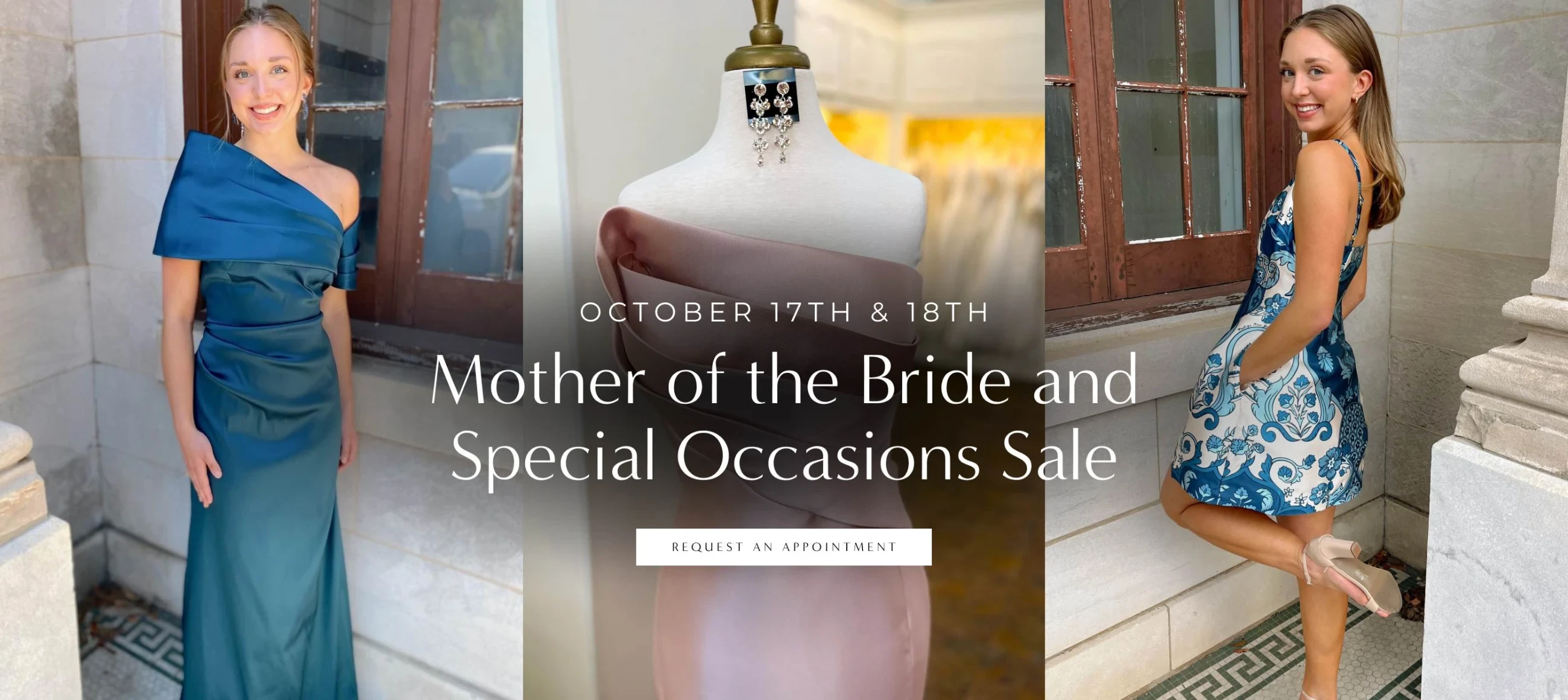 Mother of the Bride and Special Occasions Sale event  desktop banner