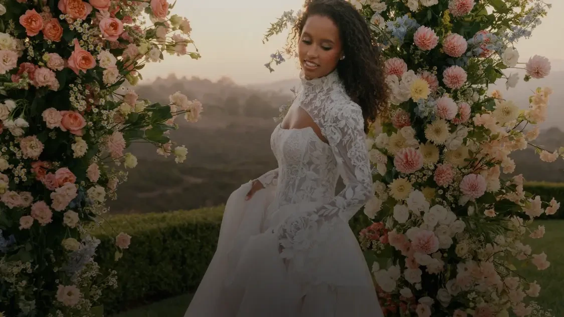 Model wearing Allure Bridals dress mobile banner