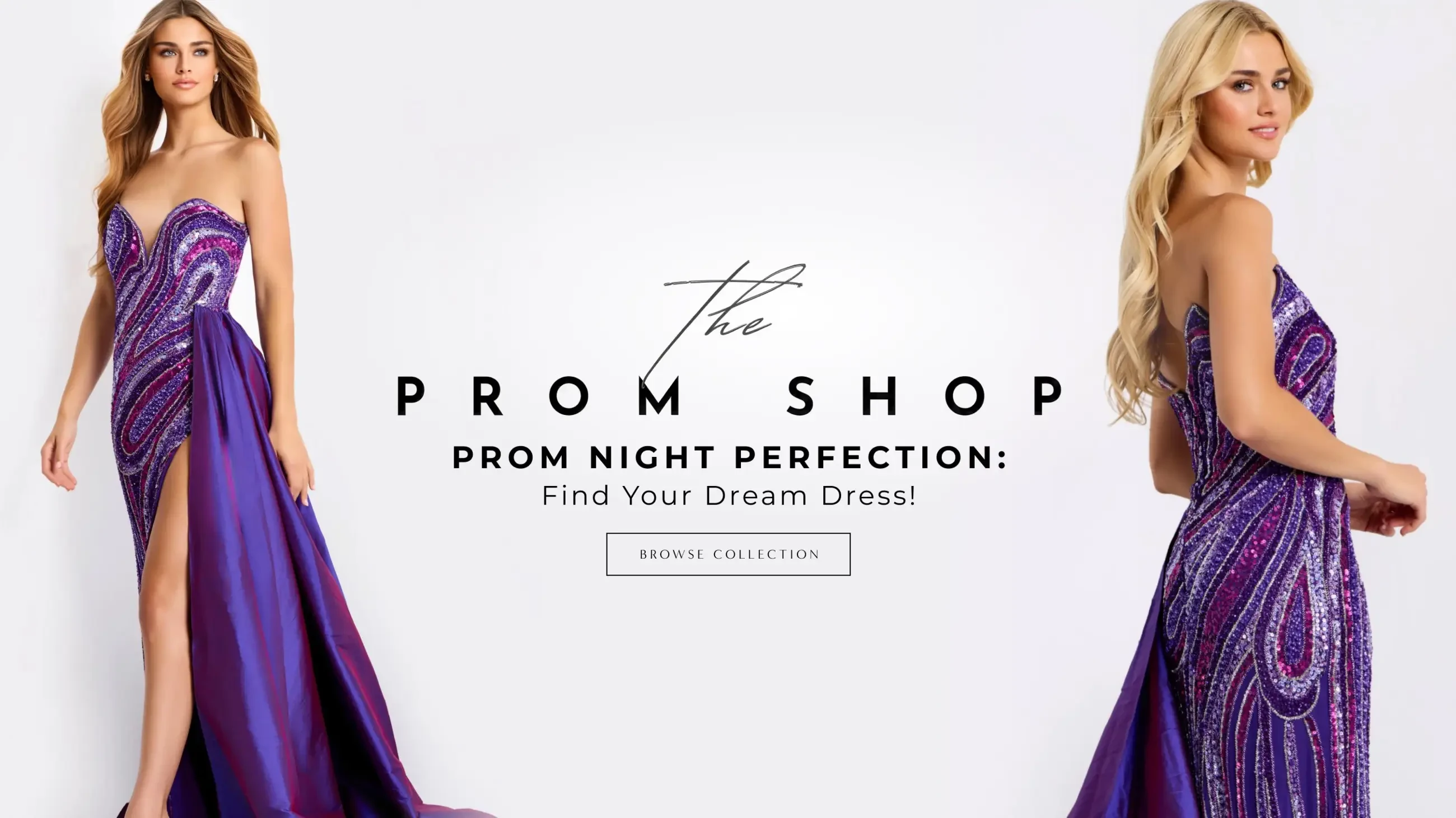 Models wearing 49226 prom dress, desktop banner