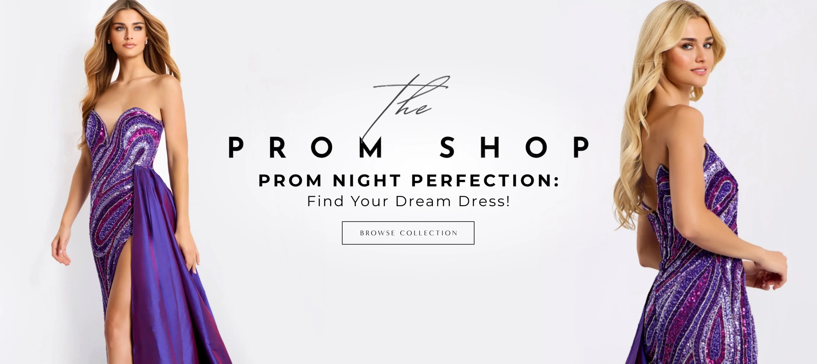 Models wearing 49226 prom dress, desktop banner